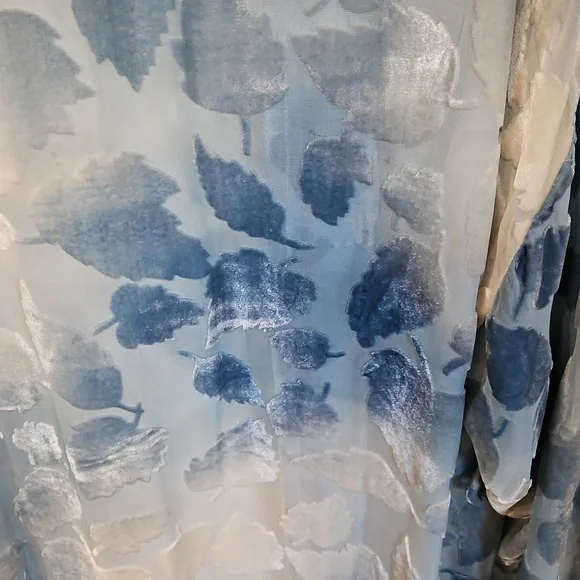 NWT NATORI BLUE FALLING LEAVES LONG VELVET BURNOUT SILK‎  KIMONO - Picture 8 of 13